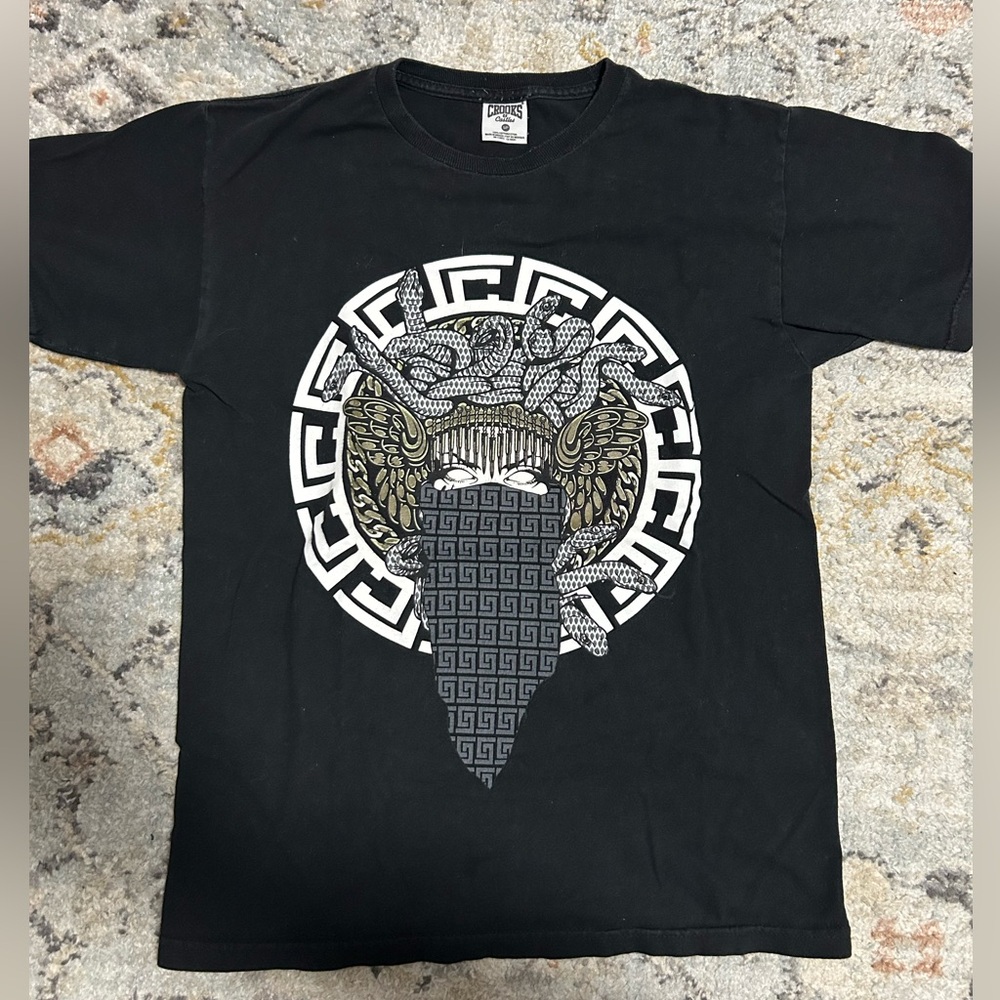 Crooks & Castles Black Tee with Intricate Graphic
